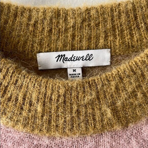 Madewell Pink and Gold Stripe Alpaca blend Crewneck Sweater Size M NWOT - Picture 2 of 5